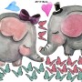 Kids Cute Elephant and Little Butterfly Wall Decal Sticker