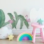 Kids Pink Flamingo and Green Banana Leaves Wall Decal Sticker