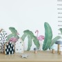 Kids Pink Flamingo and Green Banana Leaves Wall Decal Sticker