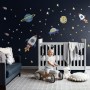 Colorful Space with Little Falling Stars and Planets Wall Decal Sticker