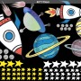 Colorful Space with Little Falling Stars and Planets Wall Decal Sticker
