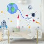 Kids Watercolor Space with Astronaut and Earth Wall Decal Sticker
