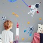 Kids Watercolor Space with Astronaut and Earth Wall Decal Sticker