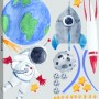 Kids Watercolor Space with Astronaut and Earth Wall Decal Sticker