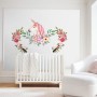 Kids Pink Unicorn with Colorful Florals Wall Decal Sticker
