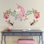 Kids Pink Unicorn with Colorful Florals Wall Decal Sticker