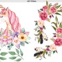 Kids Pink Unicorn with Colorful Florals Wall Decal Sticker