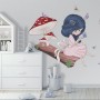 Cute Little Girl in the Forest with Colorful Butterfly Wall Decal Sticker