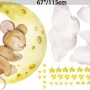 Kids Cute Mouse on the Crescent Moon and Watercolor Yellow Stars Wall Decal Sticker