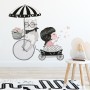 Cute Cat and Beautiful Girl Riding the Bike Wall Decal Sticker