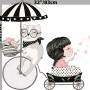 Cute Cat and Beautiful Girl Riding the Bike Wall Decal Sticker