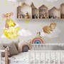 Kids Watercolor Mouse on the Yellow Moon with Little Stars Wall Decal Sticker