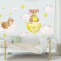 Kids Watercolor Mouse on the Yellow Moon with Little Stars Wall Decal Sticker