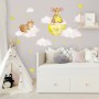 Kids Watercolor Mouse on the Yellow Moon with Little Stars Wall Decal Sticker