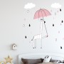 Kids Cute Giraffe with Colorful Raindrops and White Clouds Wall Decal Sticker