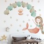 Kids Mermaid Girls with Pearl Oyster Wall Decal Sticker