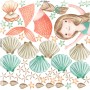 Kids Mermaid Girls with Pearl Oyster Wall Decal Sticker