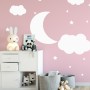 Nursery White Crescent Moon with Clouds Wall Decal Sticker