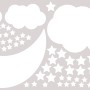 Nursery White Crescent Moon with Clouds Wall Decal Sticker