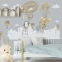 Nursery Hot Air Balloon and White Home Silhouette Wall Decal Sticker