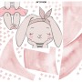Kids Watercolor Cute Rabbit and Pink Moon with Little Stars Wall Decal Sticker