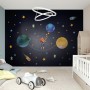 Little Boy with Blue Yellow Stars on the Outer Space with Blue Yellow Stars Wall Decal Sticker