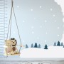 Kids White Winter Landscape with Green Pine Tree Wall Decal Sticker