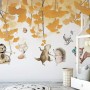 Autumn Leaves with Cartoon Animals Wallpaper Mural
