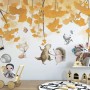 Autumn Leaves with Cartoon Animals Wallpaper Mural