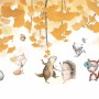 Autumn Leaves with Cartoon Animals Wallpaper Mural