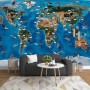 3D Look Kids World Map with Compass Wallpaper Mural