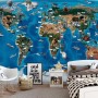 3D Look Kids World Map with Compass Wallpaper Mural