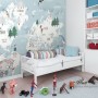 Kids Blue World Map with Cute Animals with Flying Elephant Wallpaper Mural