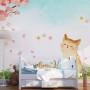 Cherry Blossom and Cartoon Cats Wallpaper Mural