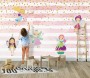 Kids Cartoon Fairy with Stripe Pattern Wallpaper Mural