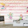 Kids Cartoon Fairy with Stripe Pattern Wallpaper Mural