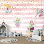 Kids Cartoon Fairy with Stripe Pattern Wallpaper Mural