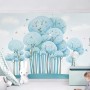 Watercolor Cartoon Blue Forest Landscape Wallpaper Mural