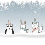 Cartoon Fox and Panda Winter Animals Wallpaper Mural