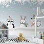 Cartoon Fox and Panda Winter Animals Wallpaper Mural