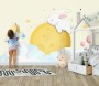 Baby Cartoon Rabbit and Yellow Moon Wallpaper Mural