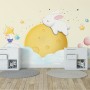 Baby Cartoon Rabbit and Yellow Moon Wallpaper Mural