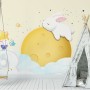 Baby Cartoon Rabbit and Yellow Moon Wallpaper Mural