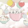 Rabbit Flying in the Cups with Baloon Wallpaper Mural