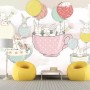 Rabbit Flying in the Cups with Baloon Wallpaper Mural