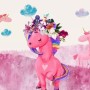 Cartoon Pink Unicorn Drawing Art Wallpaper Mural