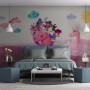 Cartoon Pink Unicorn Drawing Art Wallpaper Mural
