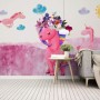 Cartoon Pink Unicorn Drawing Art Wallpaper Mural