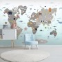 Gray Kids World Map Wallpaper Mural