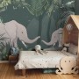 Cute Elephants on The Tropical Jungle Kids Wallpaper Mural